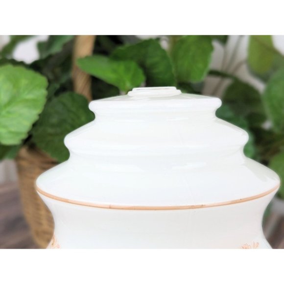 Vintage Frosted Glass Shade Ceiling Mount Lamp Retro Brown Floral Painted Light - Picture 6 of 9